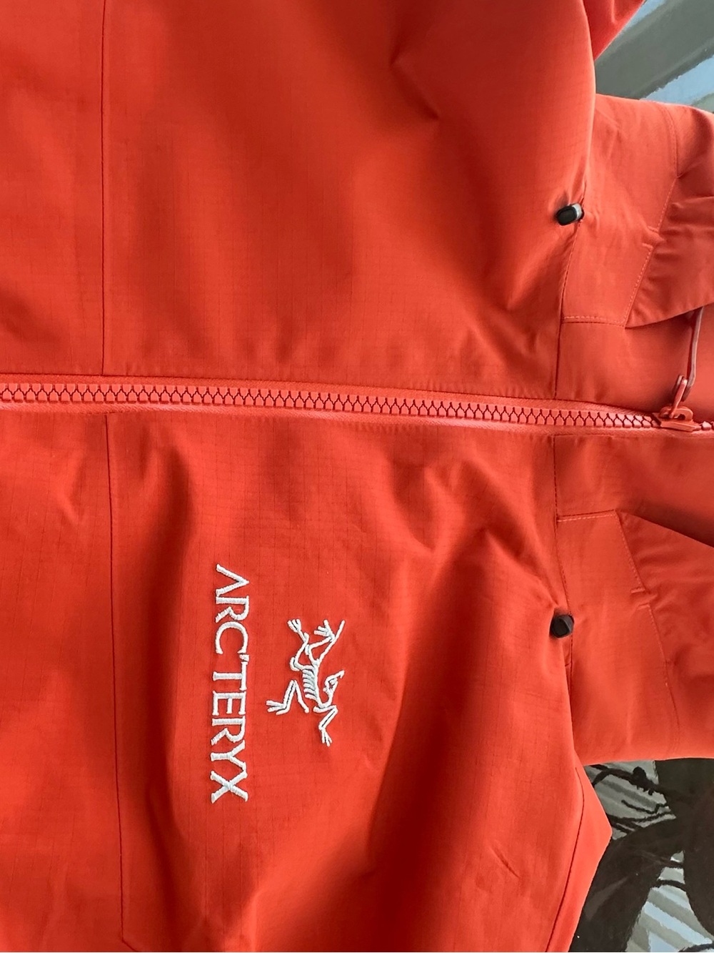 Arc'teryx Men's Red Waterproof Hooded Rain Jacket